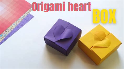 Very easy paper heart box//heart shape paper gift box origami - YouTube