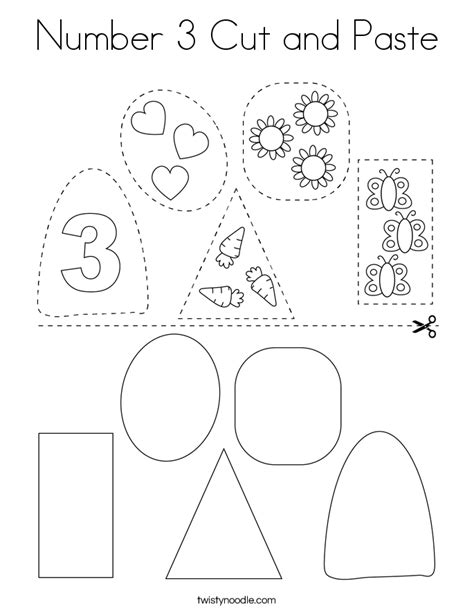 Image result for Cut and Paste Number 3 Worksheets