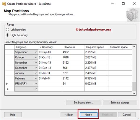 Toradh íomhá ar SQL Table Partition