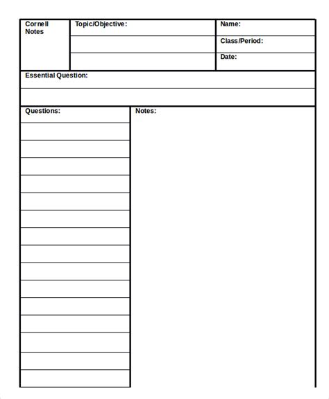 Cornell Notes Template Free に対する画像結果