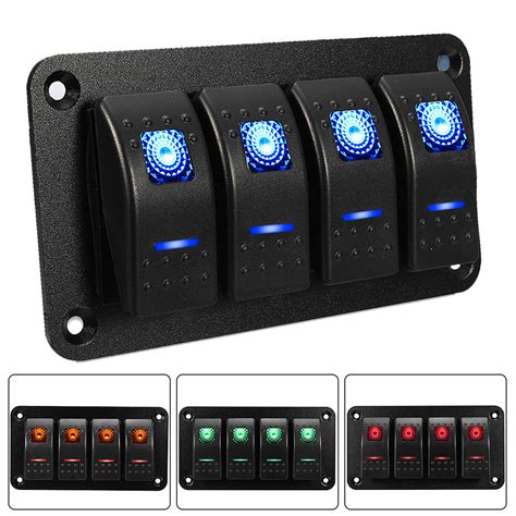 Universal 4 Gang LED Rocker Switch Panel Waterproof IP65 for 12V-24V RV ...