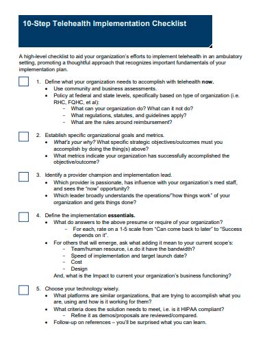 Toradh íomhá ar Sample Implementation Checklist