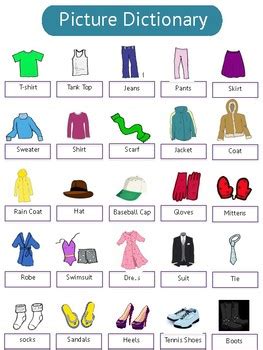 Toradh íomhá ar ESL Clothing Vocabulary
