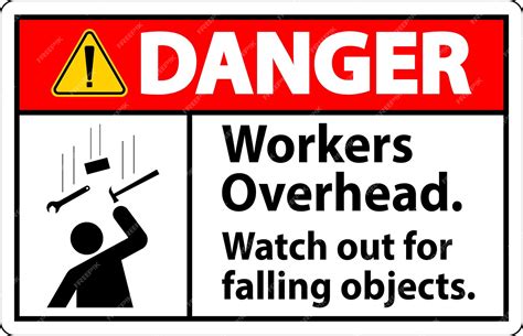 Premium Vector | Danger Falling Debris Sign Workers Overhead Falling ...