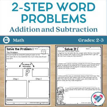 Image result for Two-Step Addition Subtraction Word Problems Worksheet PDF