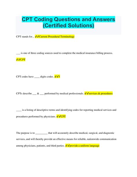 Image result for CPT Medical Coding Questions and Answers