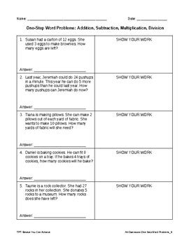 One Step Operations Practice Problems に対する画像結果