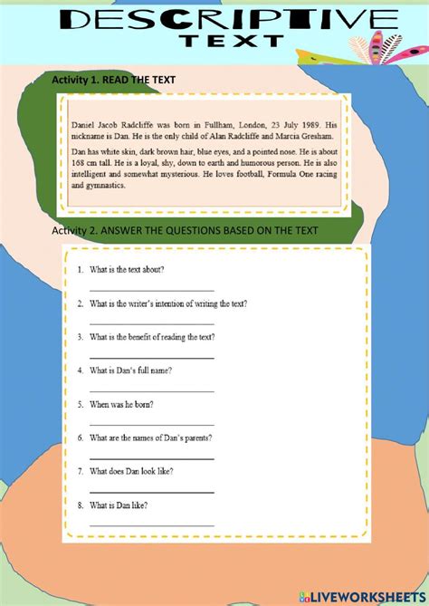 Image result for ESL Descriptive Text Worksheet