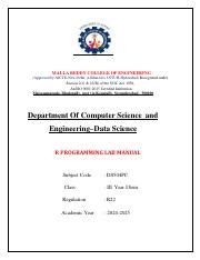 Image result for R Programming Lab Manual PDF
