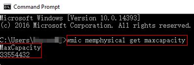 Toradh íomhá ar Check Max RAM Capacity Cmd