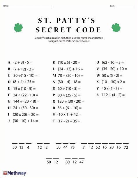 Secret Code Math Worksheets に対する画像結果