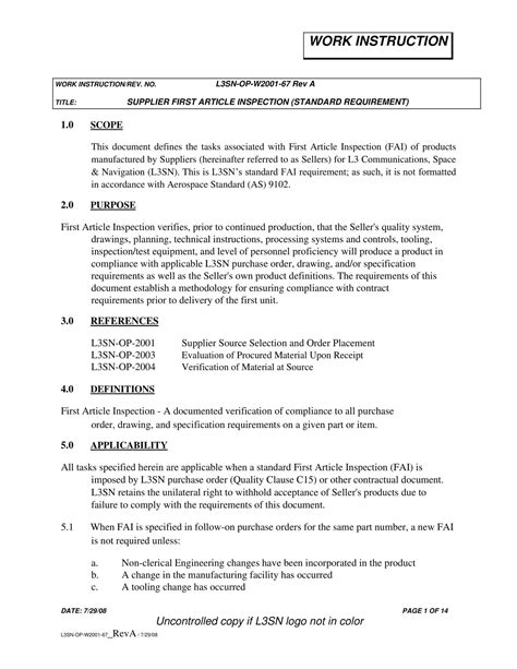 Image result for Work Instructions Example for Assembly