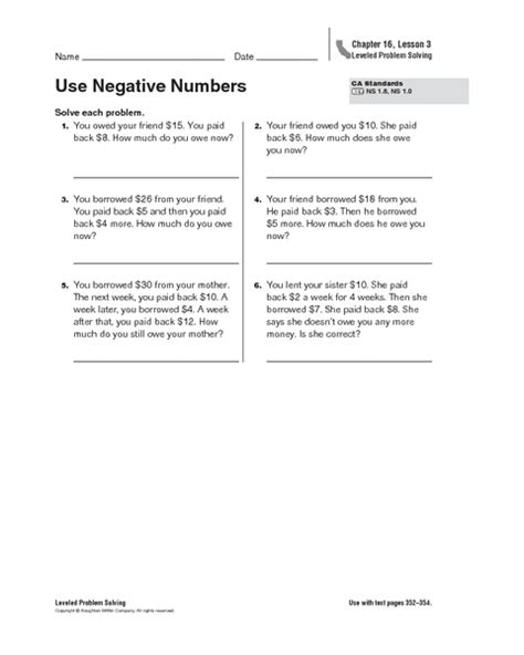 Image result for Fourth Grade Negative Numbers Worksheet