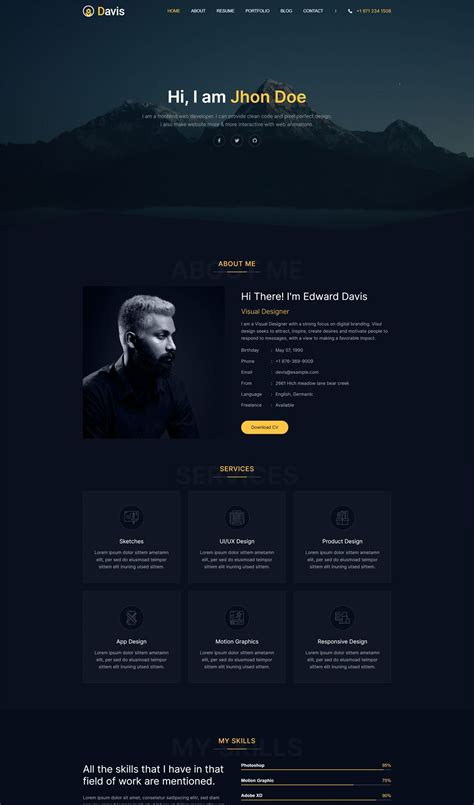 Personal Portfolio HTML Template に対する画像結果