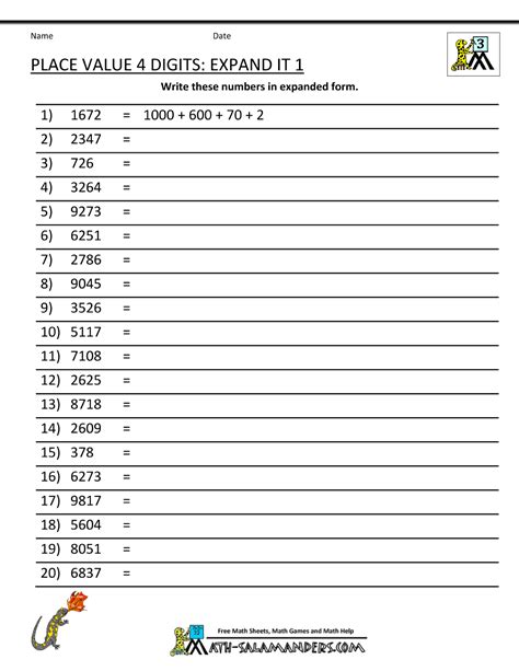 Image result for Expanded Form Thousands Worksheet