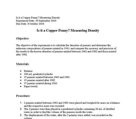 Image result for Density Lab Report