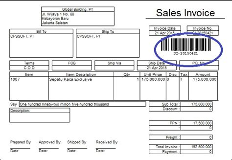 Image result for Invoice with Barcode Code