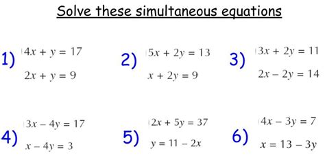 Image result for Simultaneous Equations Substitution Method Questions