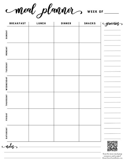 Image result for Printable Menu Planner Template