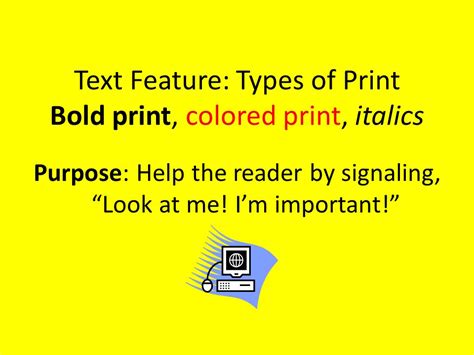 Image result for Types of Print Text Features