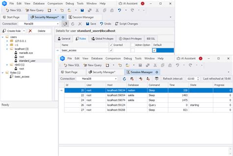 MariaDB Workspace に対する画像結果