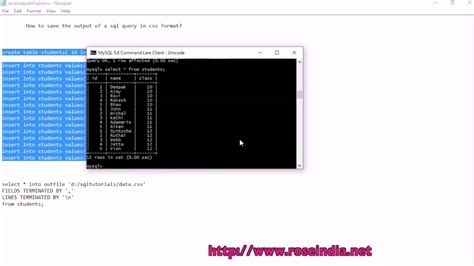 Toradh íomhá ar SQL Query to CSV File
