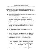 Image result for Picture Transformation Project 15 Points