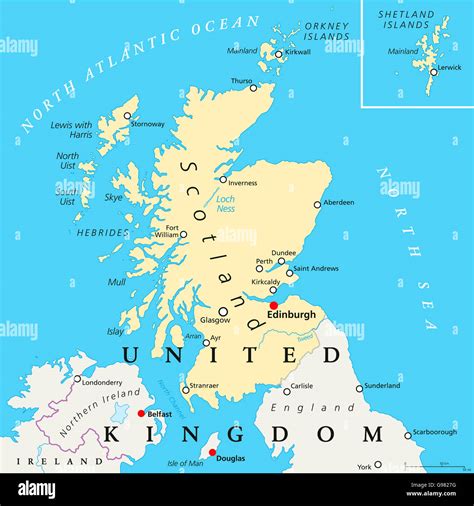 Toradh íomhá ar Scotland Major Cities Map