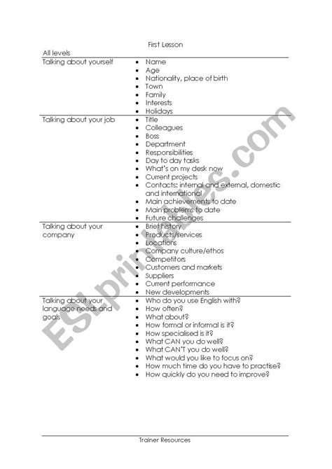 Image result for First English Lesson Worksheet