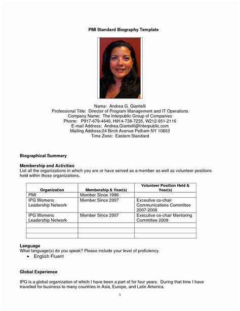 Image result for Short Biography Example