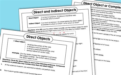 Image result for Finding Direct Objects Worksheet