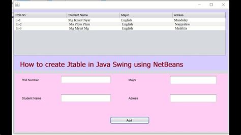 JTable Java Netbeans に対する画像結果