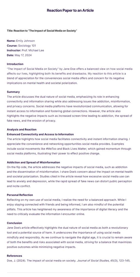 Image result for Reaction Paper Example in Song