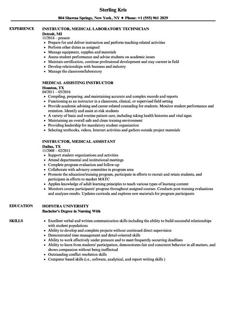 Medical Instructor Resume Samples | Velvet Jobs