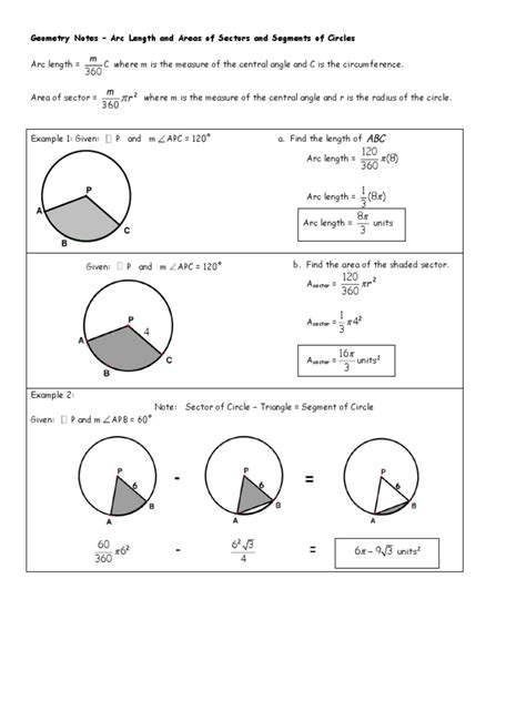 Afbeeldingsresultaten voor Arc Length and Sector Area Worksheet