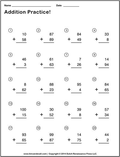 Image result for Easy Double-Digit Addition Worksheets