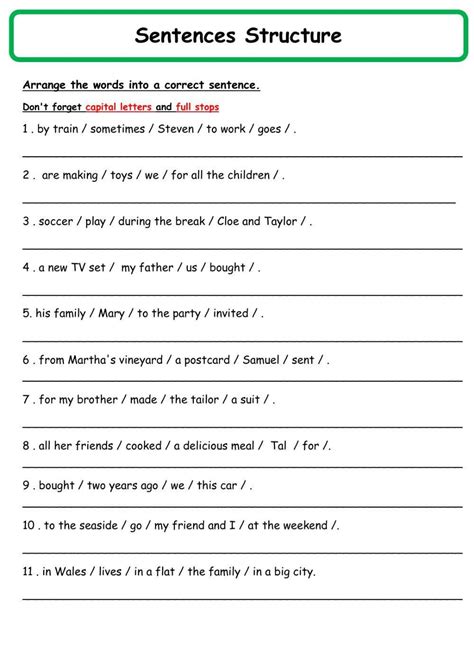 Image result for Free Printable Sentence Types Worksheet
