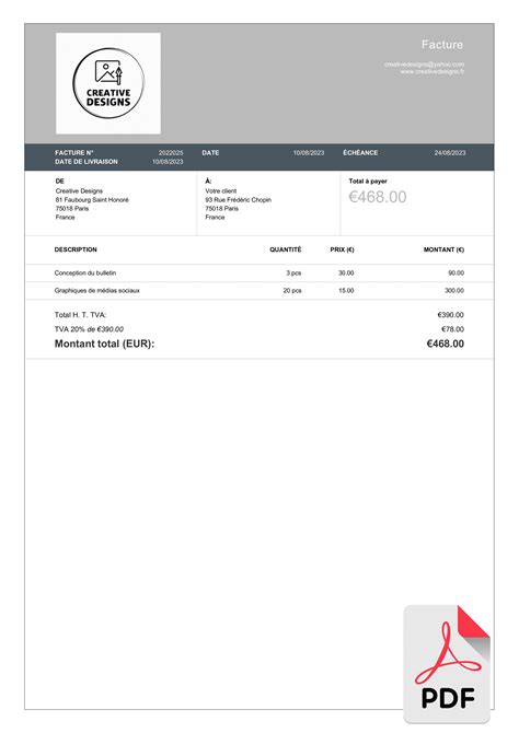 Image result for Facture PDF