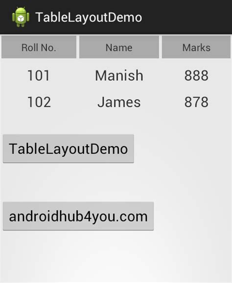 Image result for Table Layout Design in Android Studio