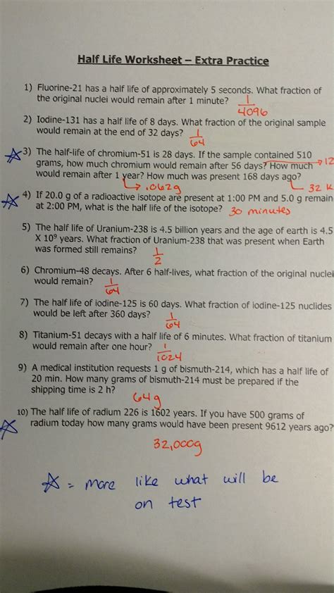 Image result for Half-Life Formul for 9th Graders Worksheet Answer Key