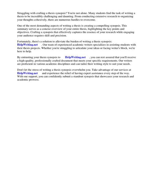 Image result for Synopsis Format for Dissertation