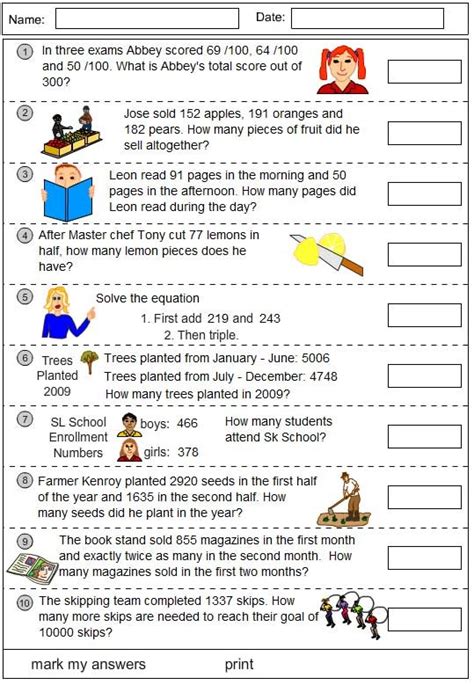 Image result for Grade 3 Math Addition Problem Solving
