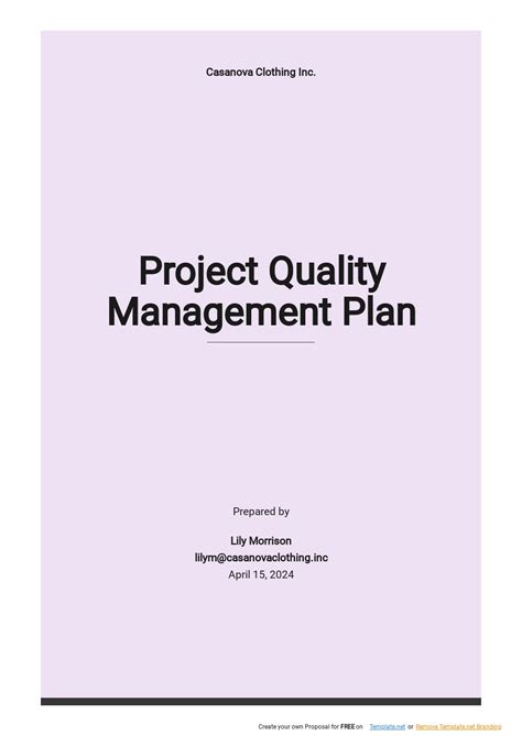 Image result for Project Quality Plan Template