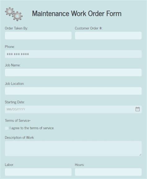 Image result for Maintenance Work Order Request Form