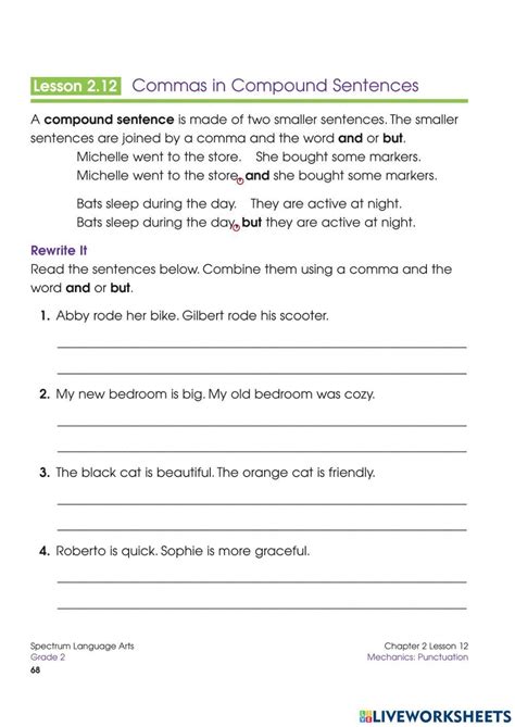 Image result for Using Commas in Compound Sentences Worksheet