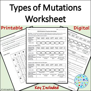 Image result for Mutation Practice Worksheet Answer Key