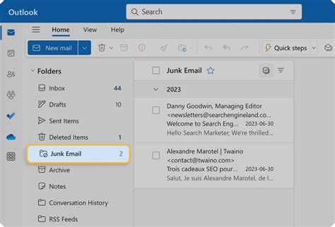 Toradh íomhá ar How to Open Junk Email Folder