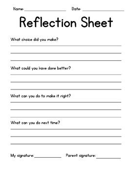Afbeeldingsresultaten voor Behavior Reflection Sheet Example