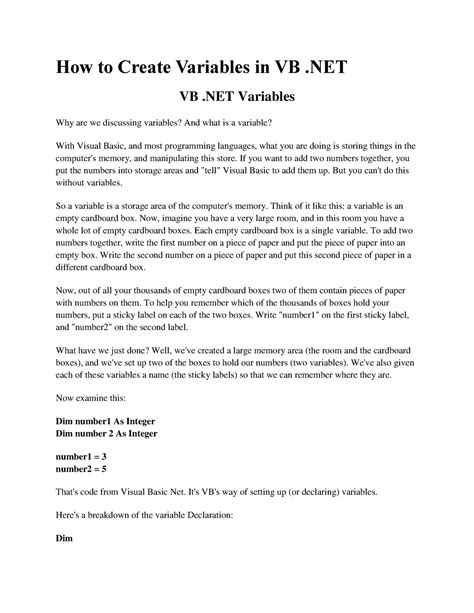 Image result for Declaring Variables in .Net Framework