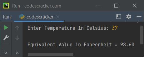 Image result for Python Convert Celsius to Fahrenheit